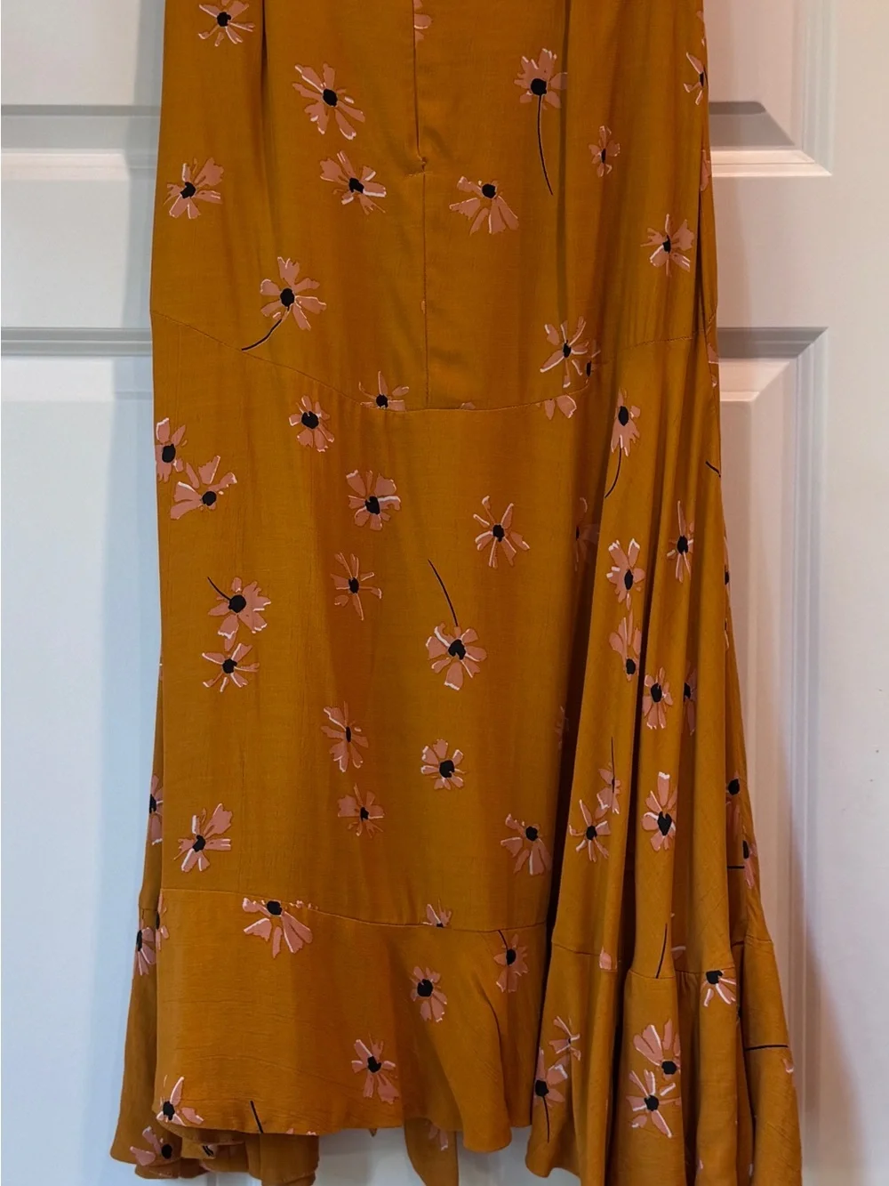Faithfull the Brand Gold Floral High-Low Tie-Waist Skirt.